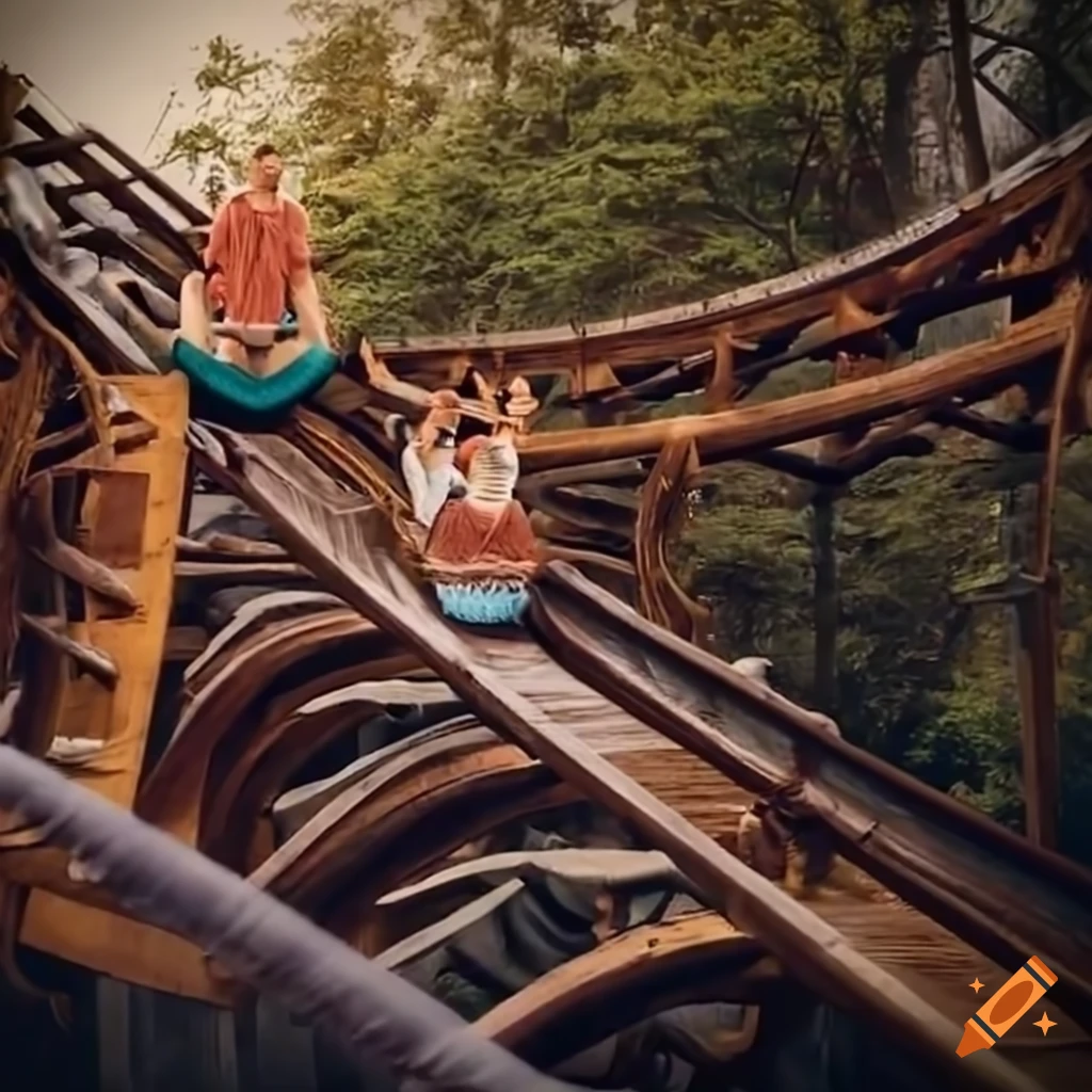 Elderly people enjoying a rollercoaster ride on Craiyon