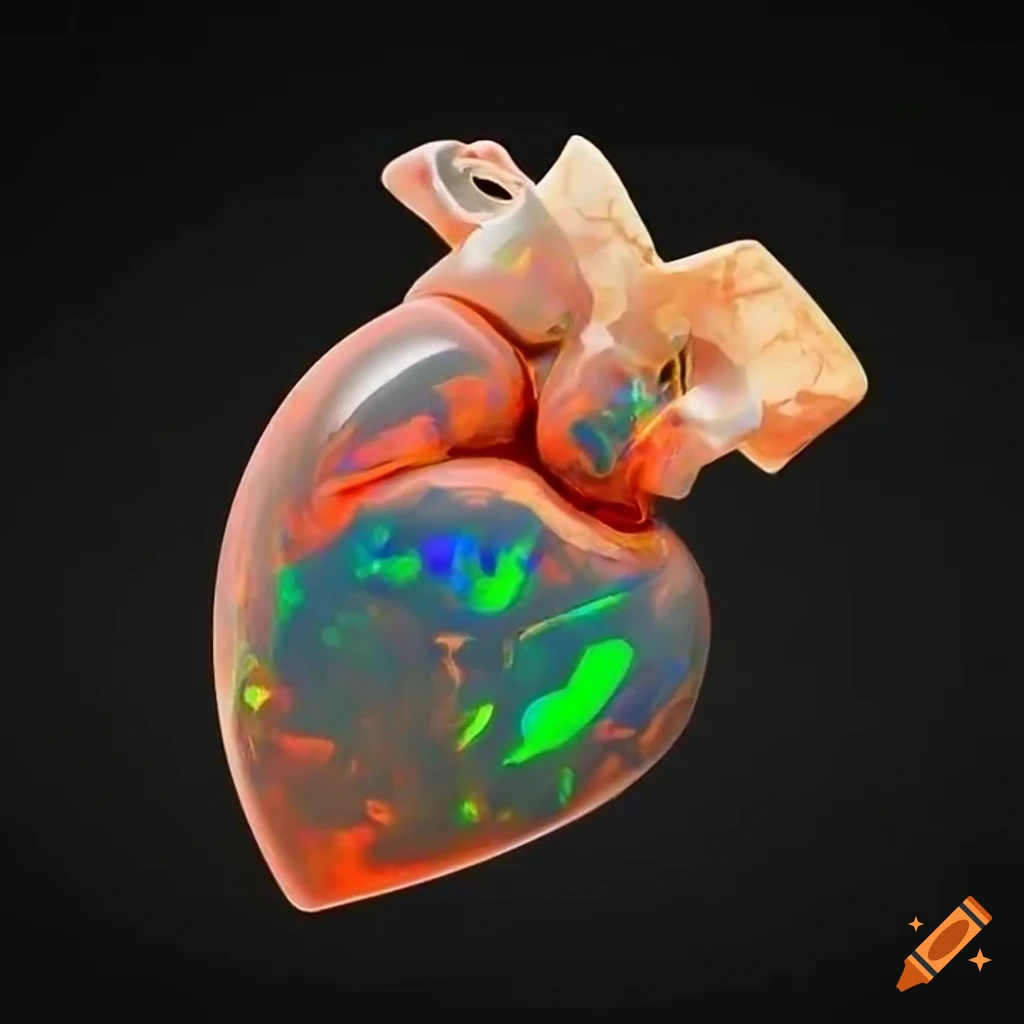 black opal heart with magical beating
