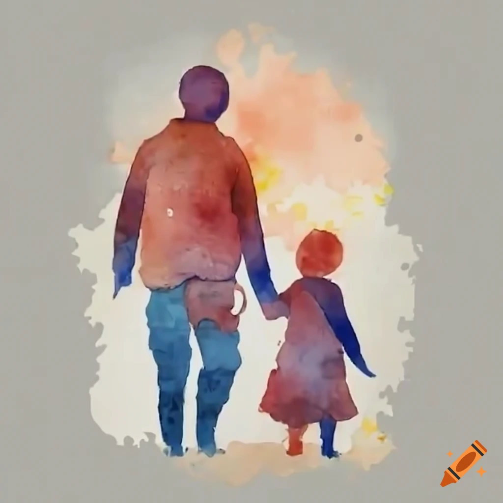 father holding hands with daughter