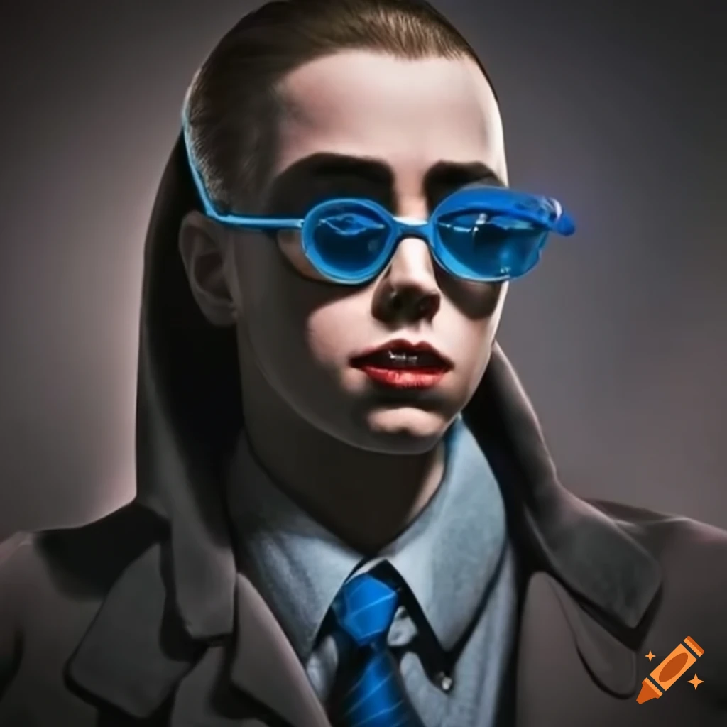 young person with blue glasses
