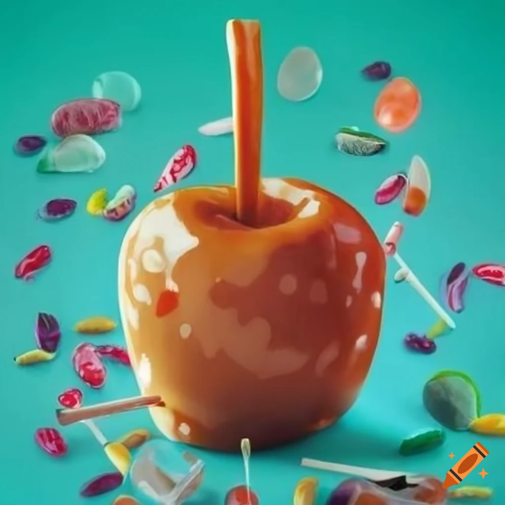 Poster showcasing toffee apples and lollies on Craiyon