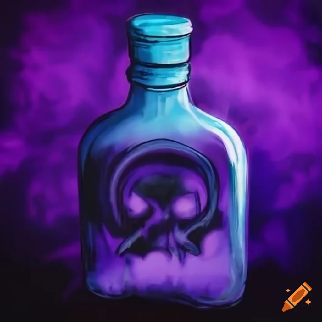 Poison Frame Comic book frame with purple mist in a poison bottle on Craiyon