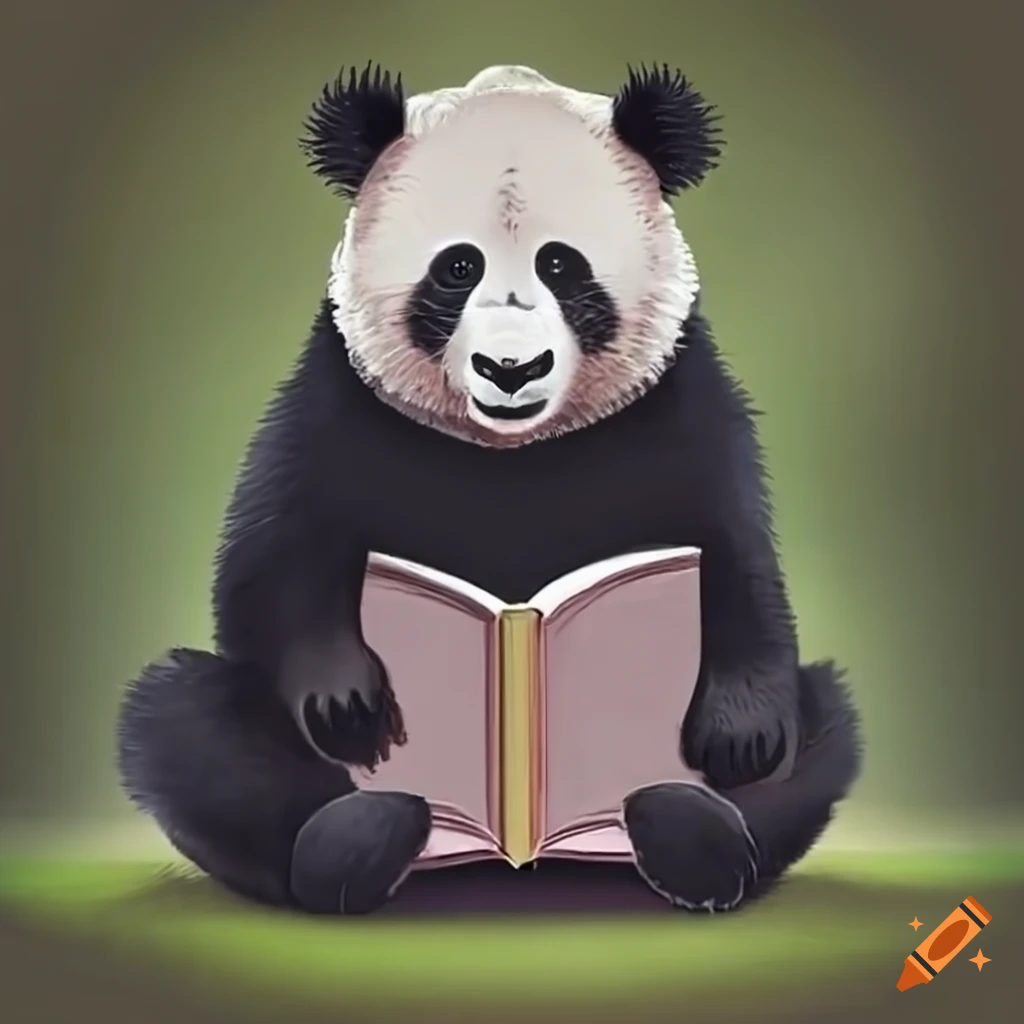 Panda reading a book on Craiyon