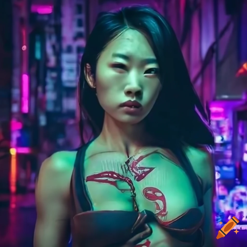 Image Of A Muscular Asian Cyberpunk Heroine On Craiyon image-of-a-muscular-asian-cyberpunk-heroine-on-craiyon