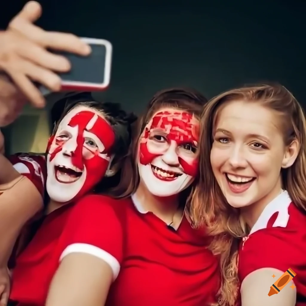 Group of soccer fans taking a selfie on Craiyon