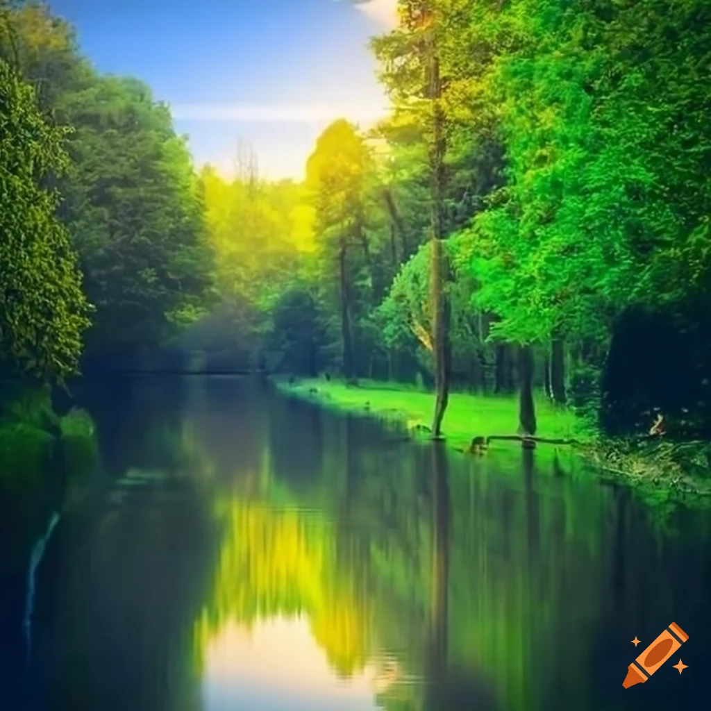 scenic canal with lush green trees
