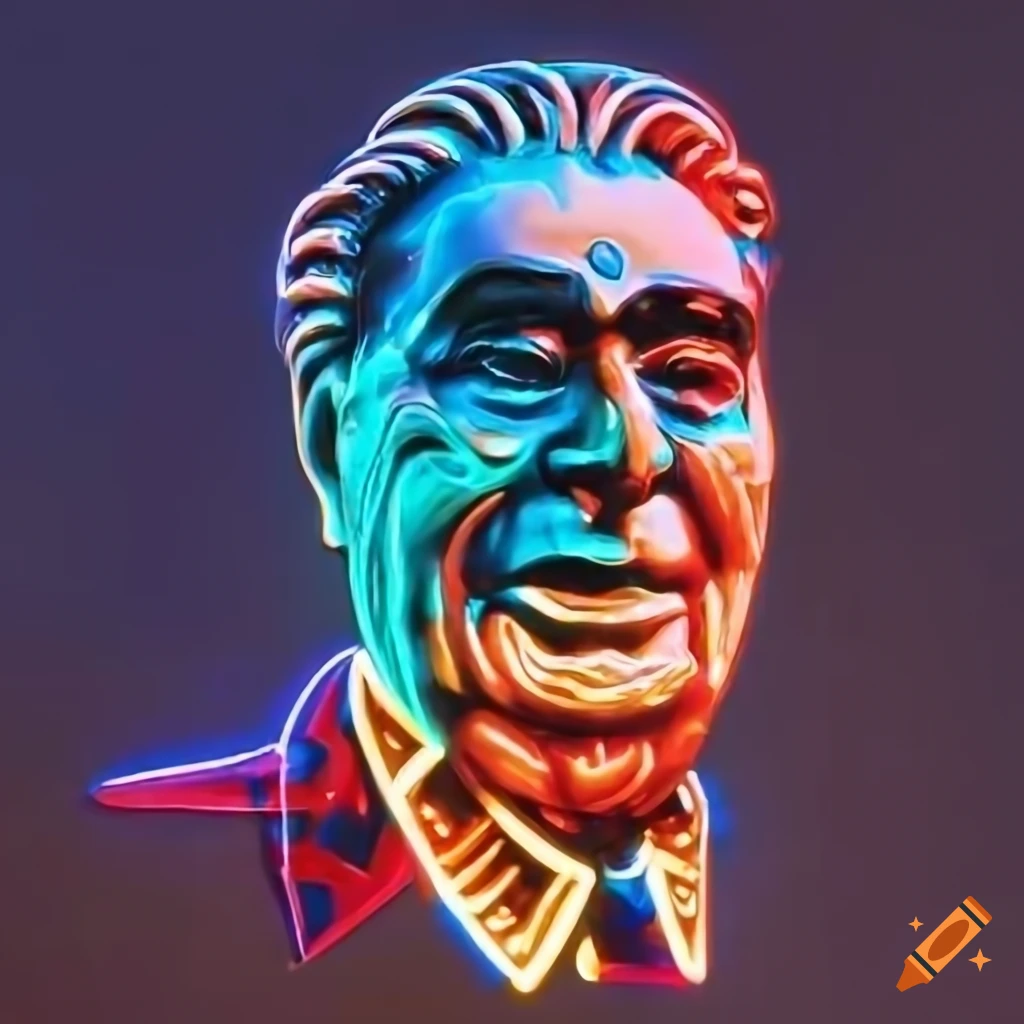 neon sign of Brezhnev