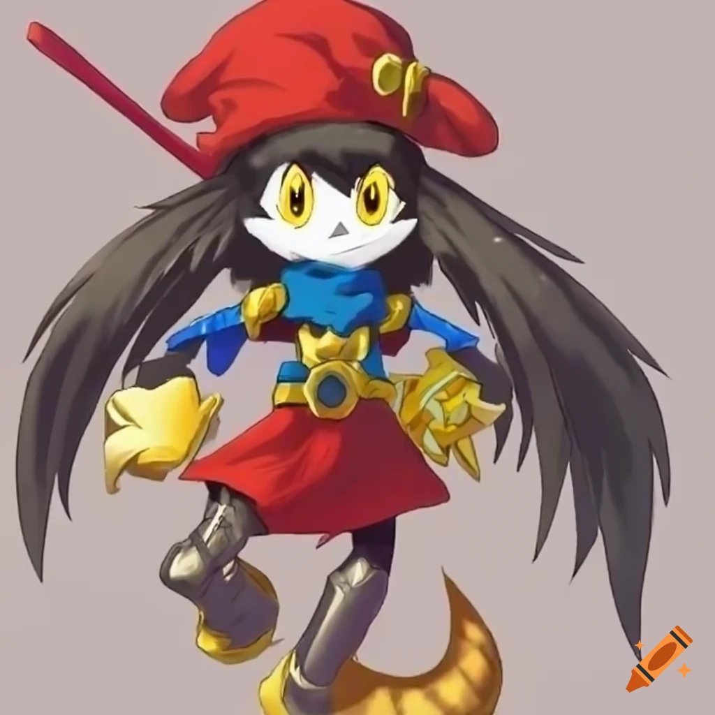 klonoa in dragon quest-style armor wielding a sword