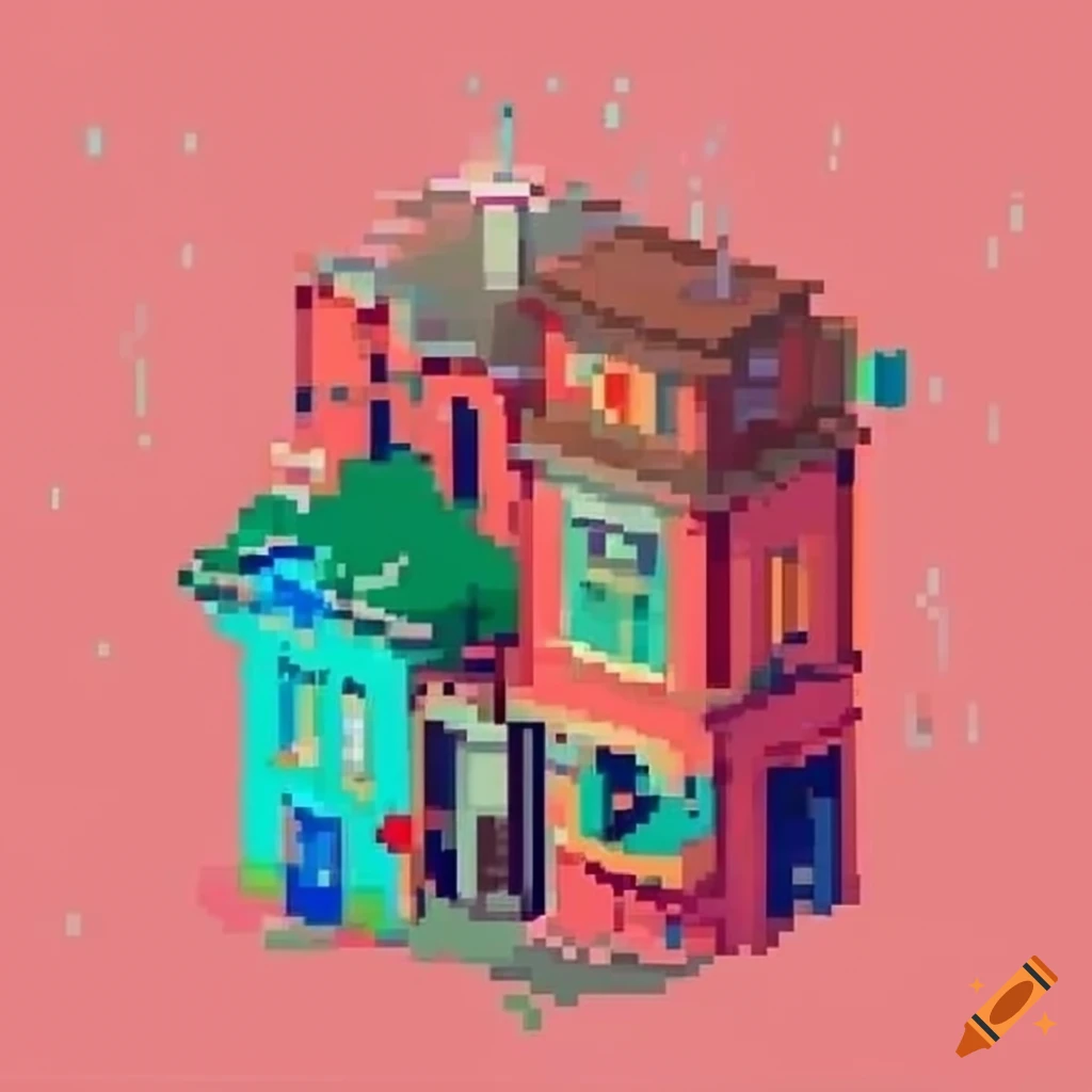 Pixel art illustration of a shop on Craiyon