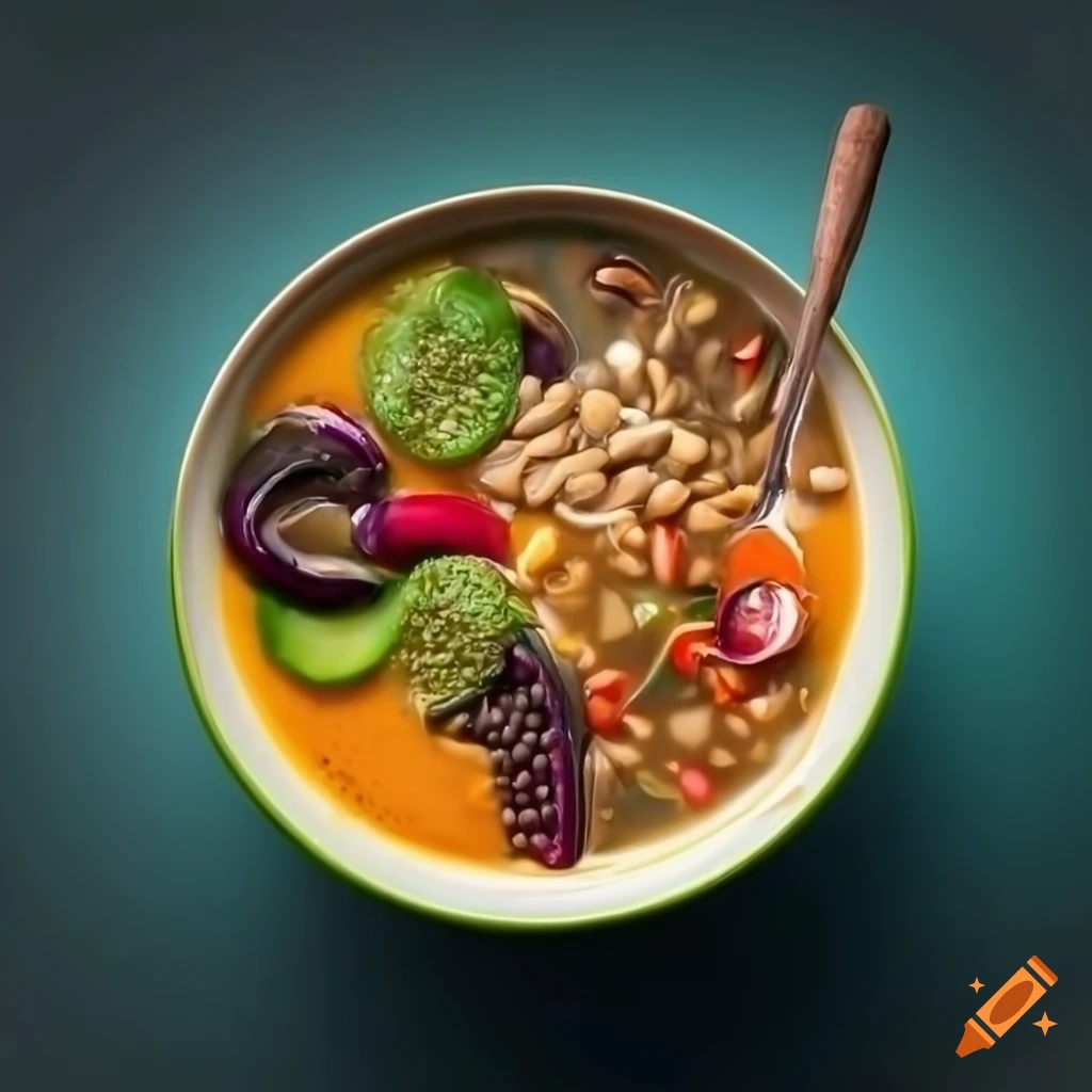 Colorful and appetizing bowl of vegetable soup
