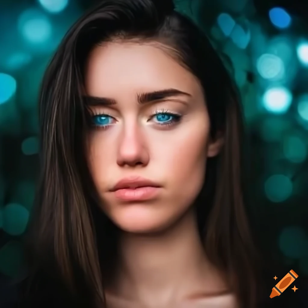 icon of Miley Cyrus with blue catlike eyes