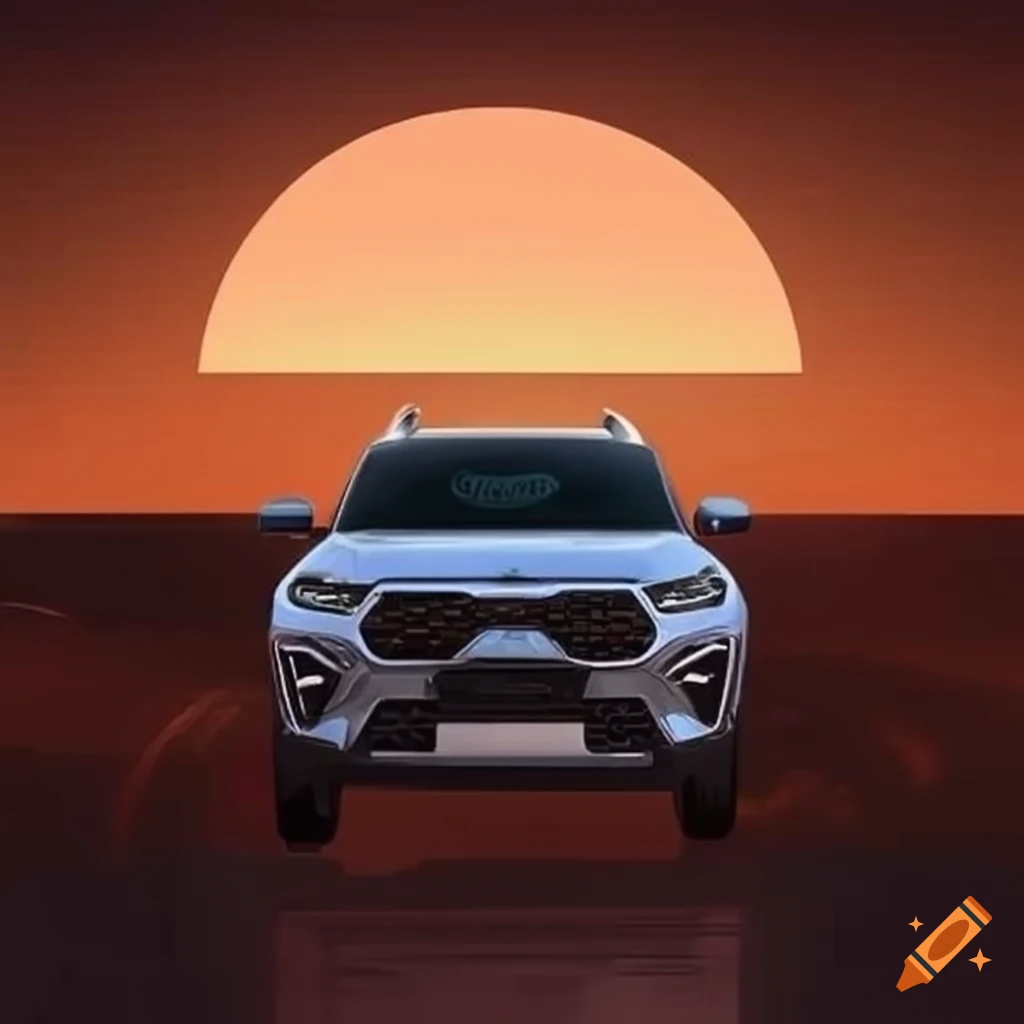 artistic-illustration-of-tvs-ronin-and-kia-sonet-at-sunrise-on-craiyon