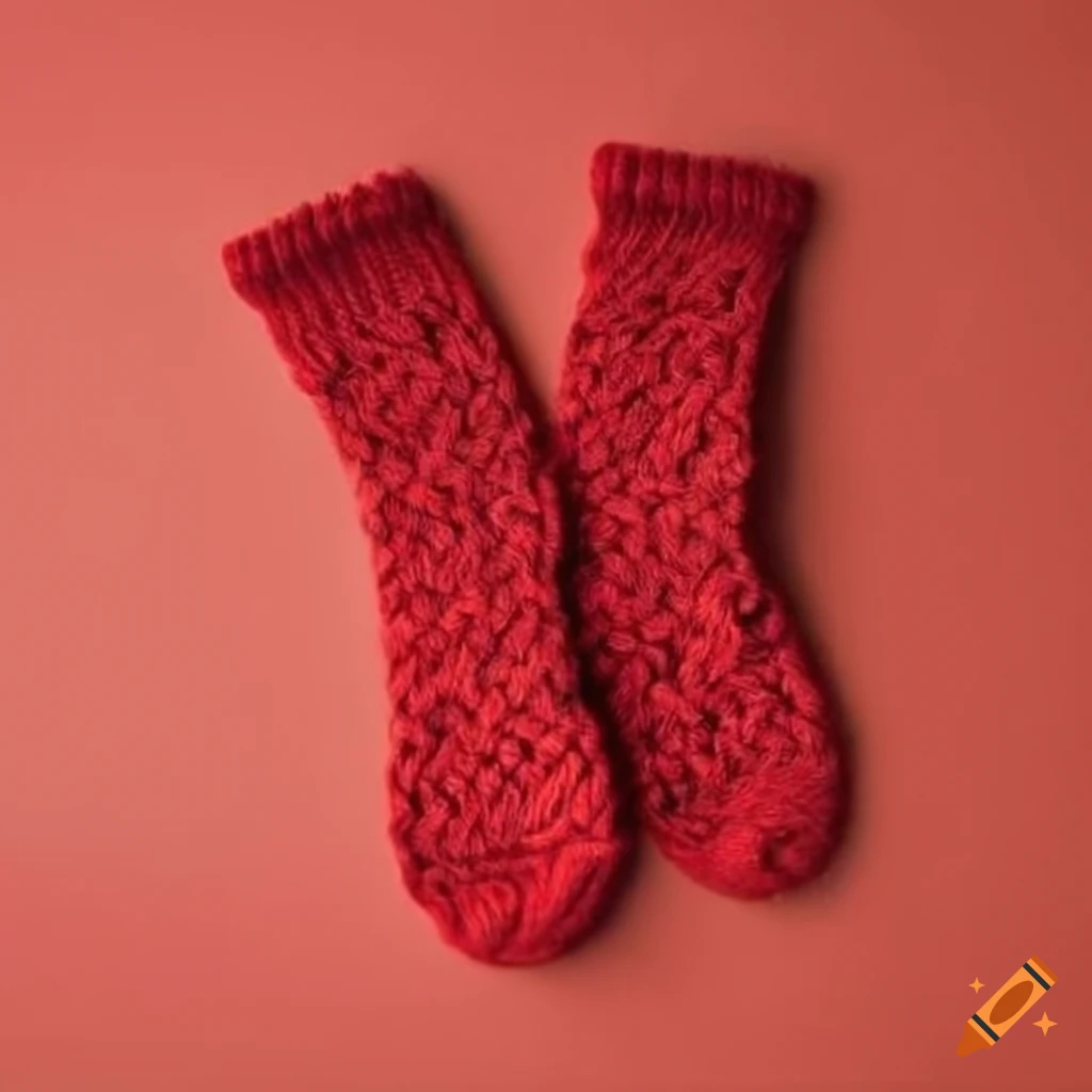 Woolen socks in shades of red on Craiyon
