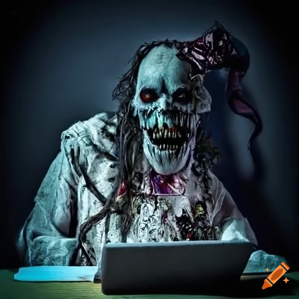 wool-made voodoo doctor in a haunted office