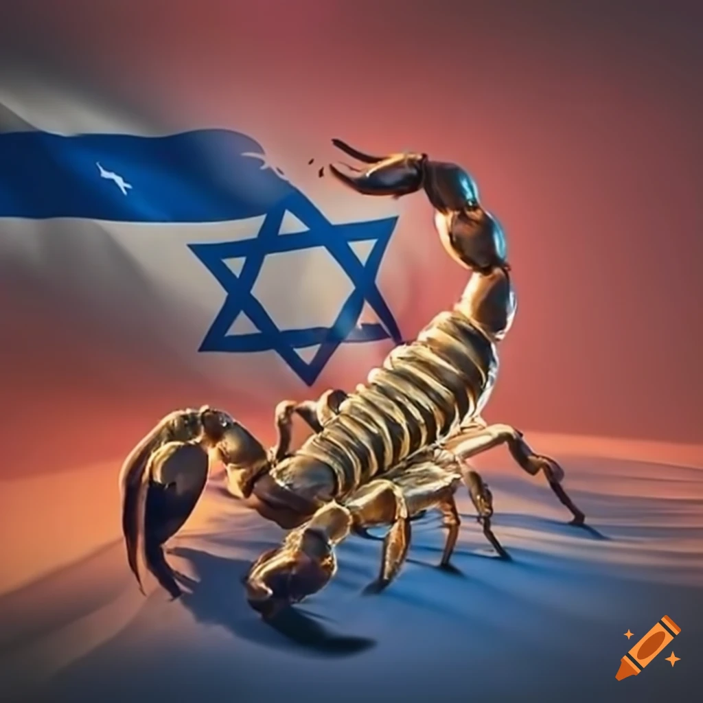 Israel flag and scorpion symbolizing strength and resilience