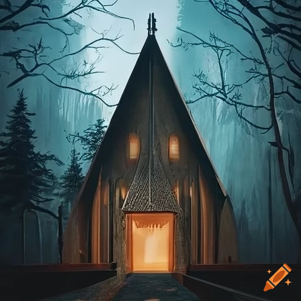 dreamy cabin with cathedral-like architecture