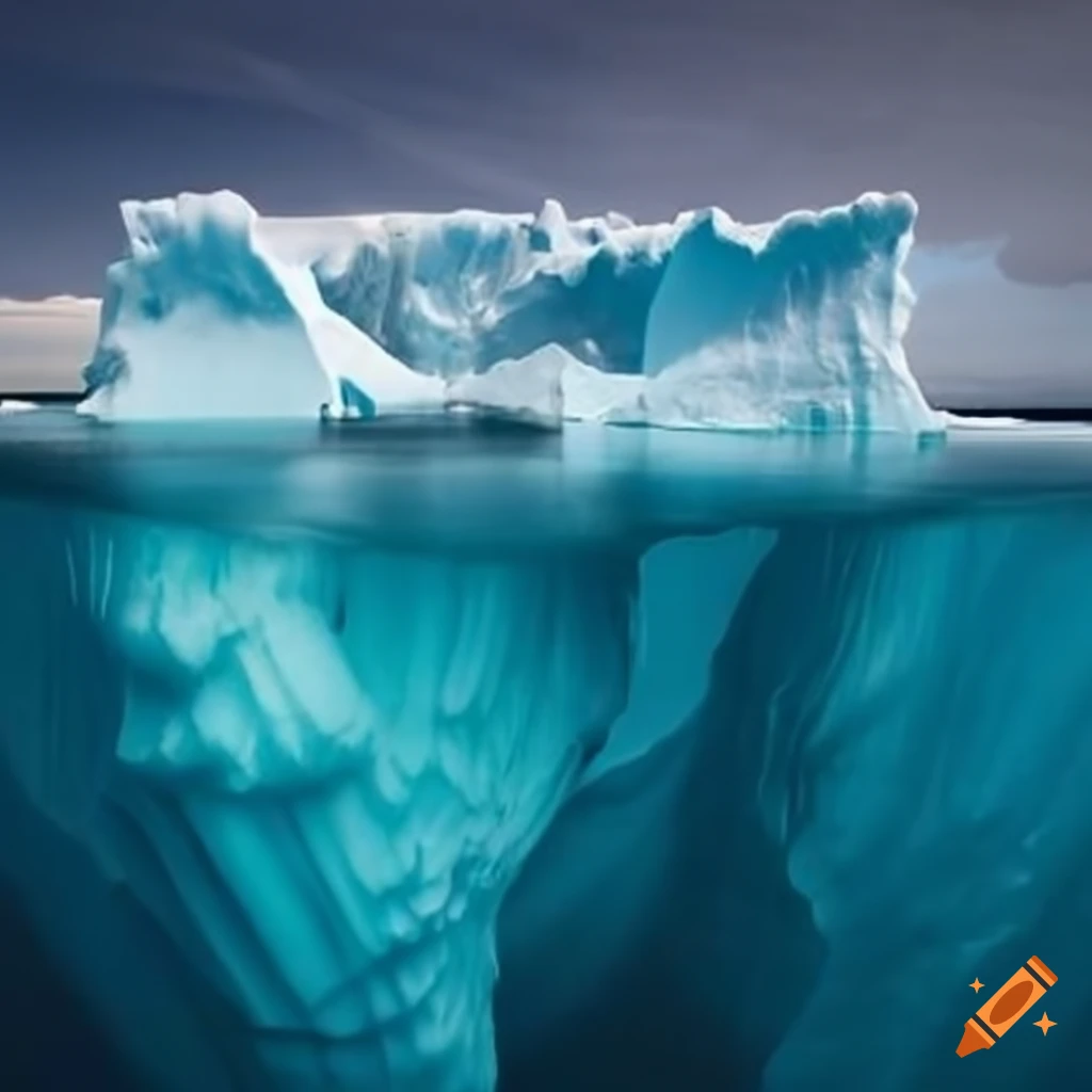 Underwater view of an iceberg on Craiyon