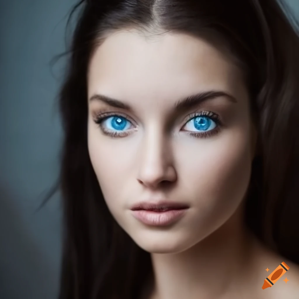 Picture of a beautiful woman with blue catlike eyes