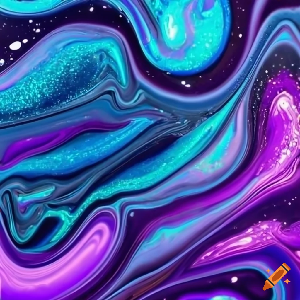 liquid glitter background in shades of blue and purple