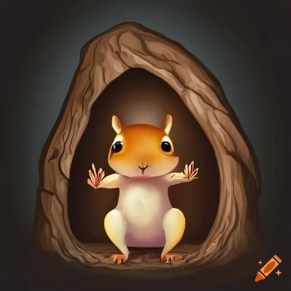 cute squirrel in a hollow tree