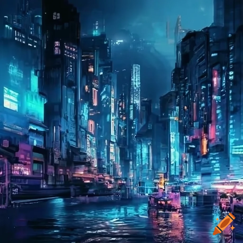 sci-fi cityscape in Japan