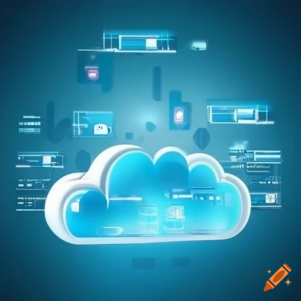 Data Representation Emerging From A Cloud In A Virtual Server On Craiyon
