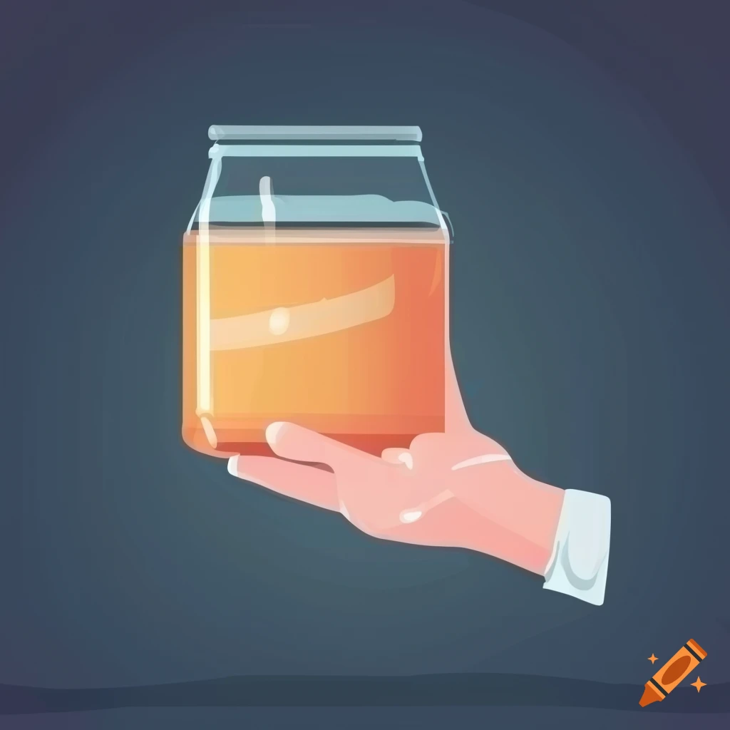 illustration of a man holding a glass container at a grocery store