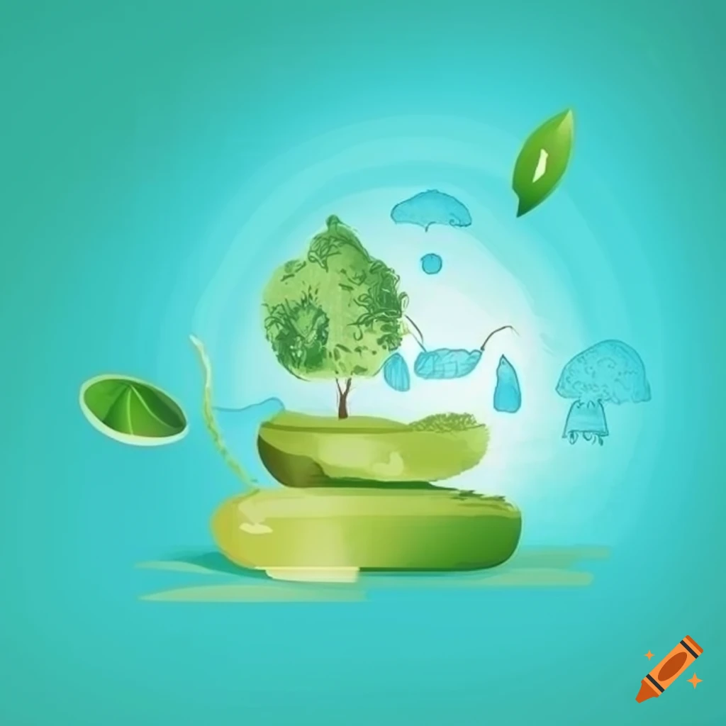 Illustration portraying eco friendly practices on craiyon