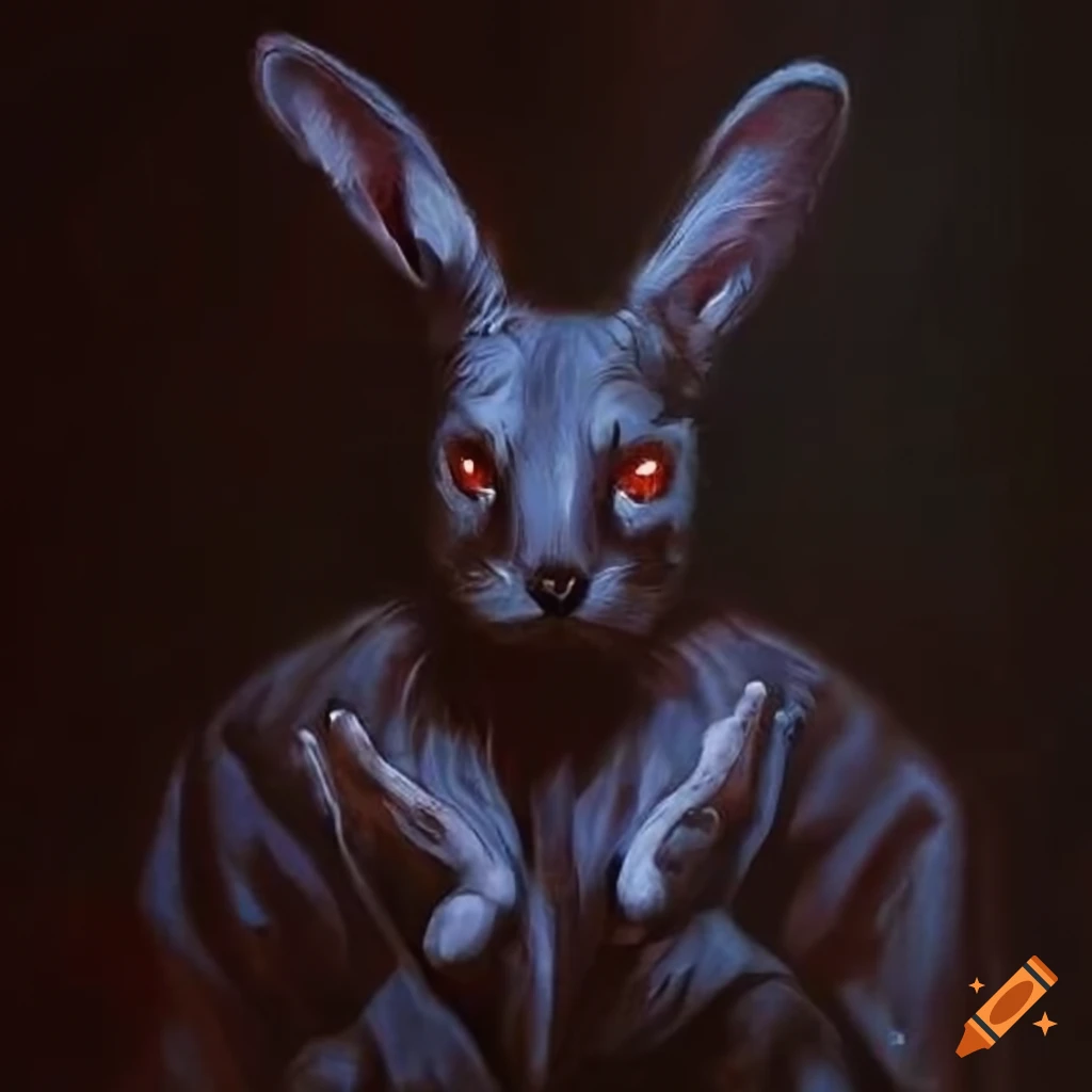 Photo of a cute zombie bunny with glowing eyes on Craiyon