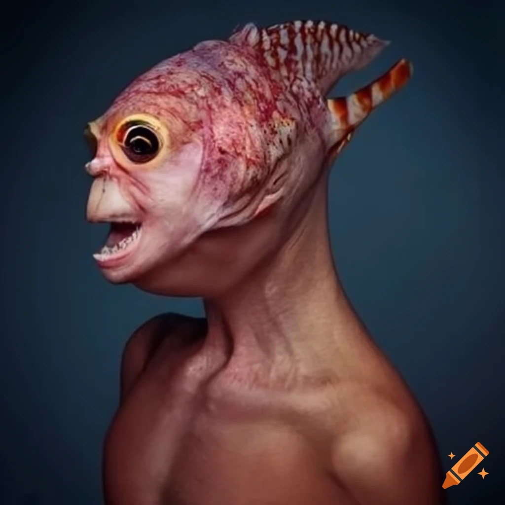 Fantasy fish with human faces on Craiyon
