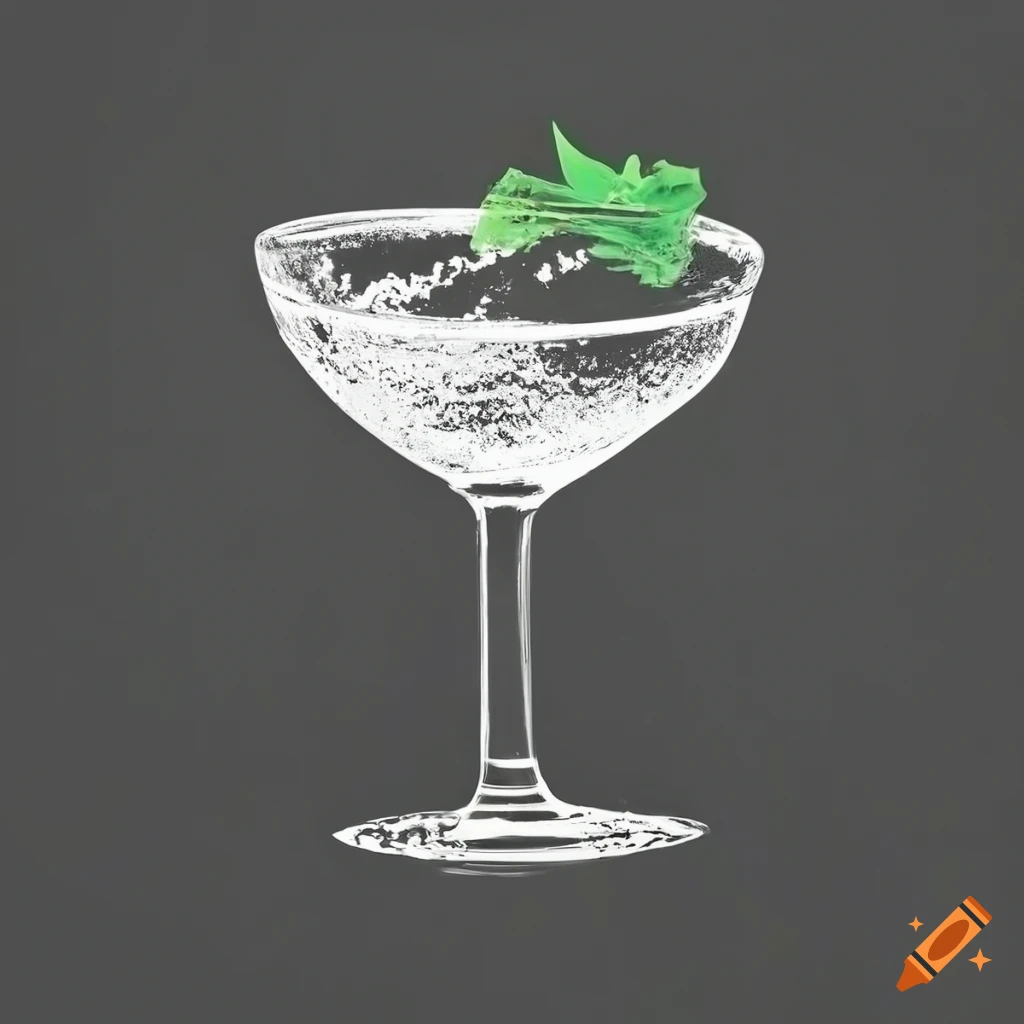 black and white poster of a mint-rimmed cocktail in a coupe glass