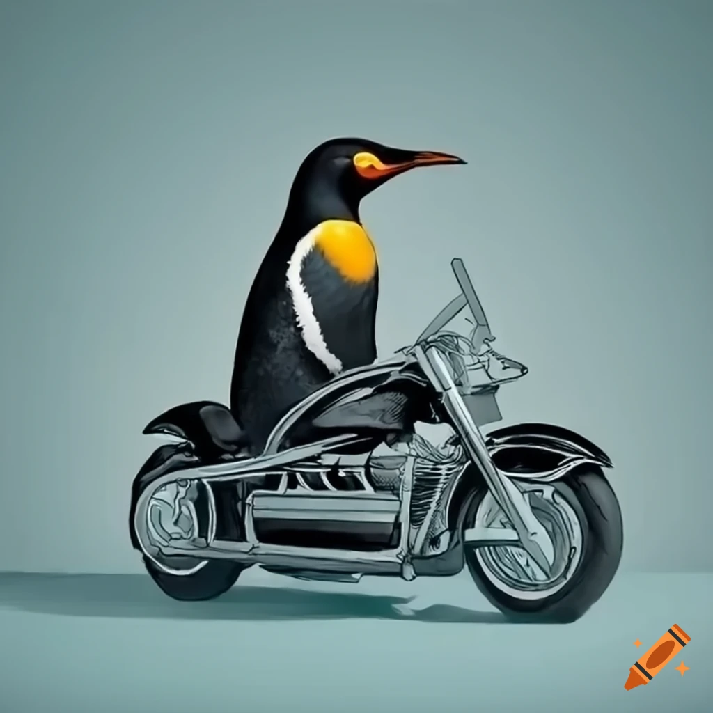 Penguinn Rider Penguin Riding a Bike Clip Art: Fun Cartoon Style Graphics for Creative ...