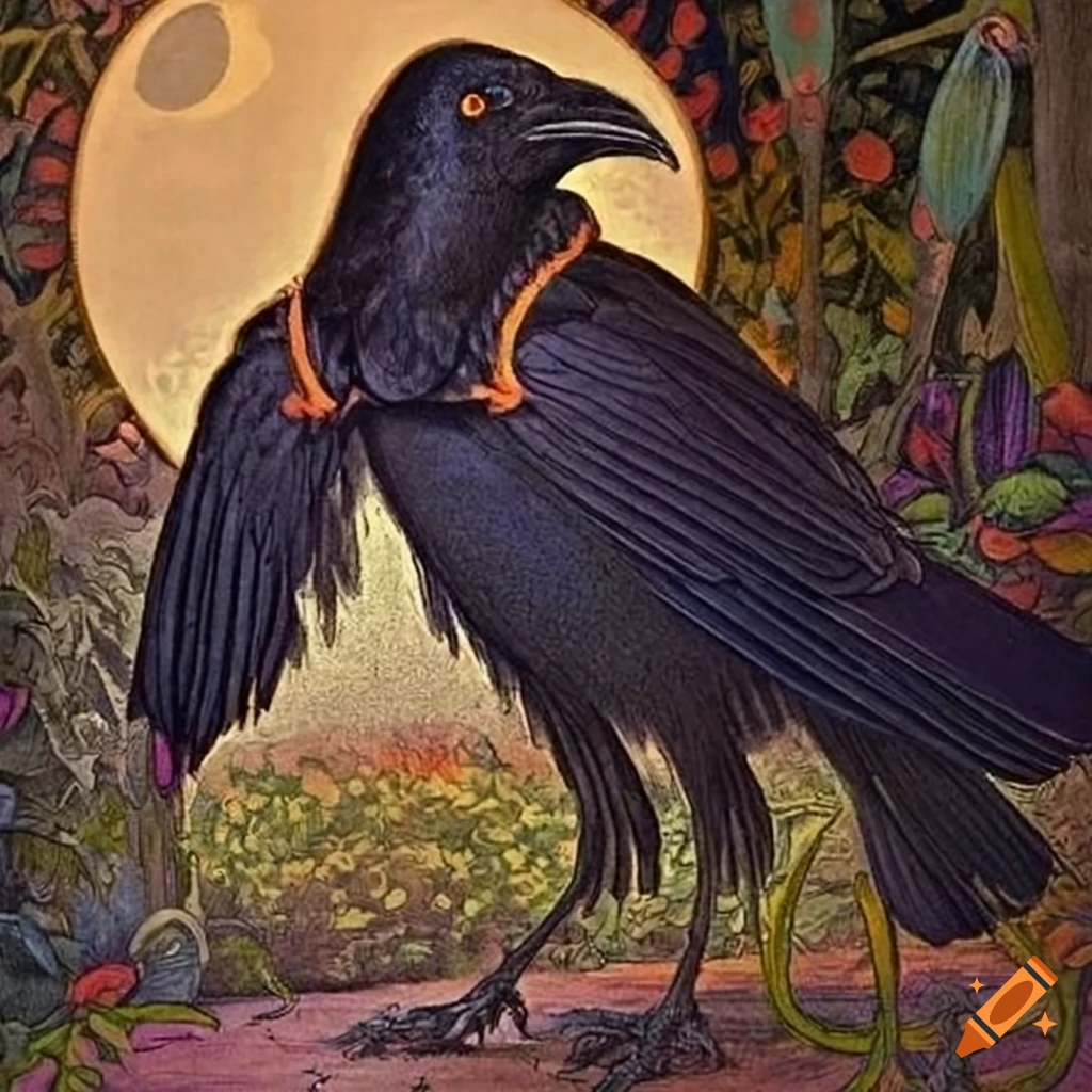 illustration of a mysterious Black Raven in a colorful cloak