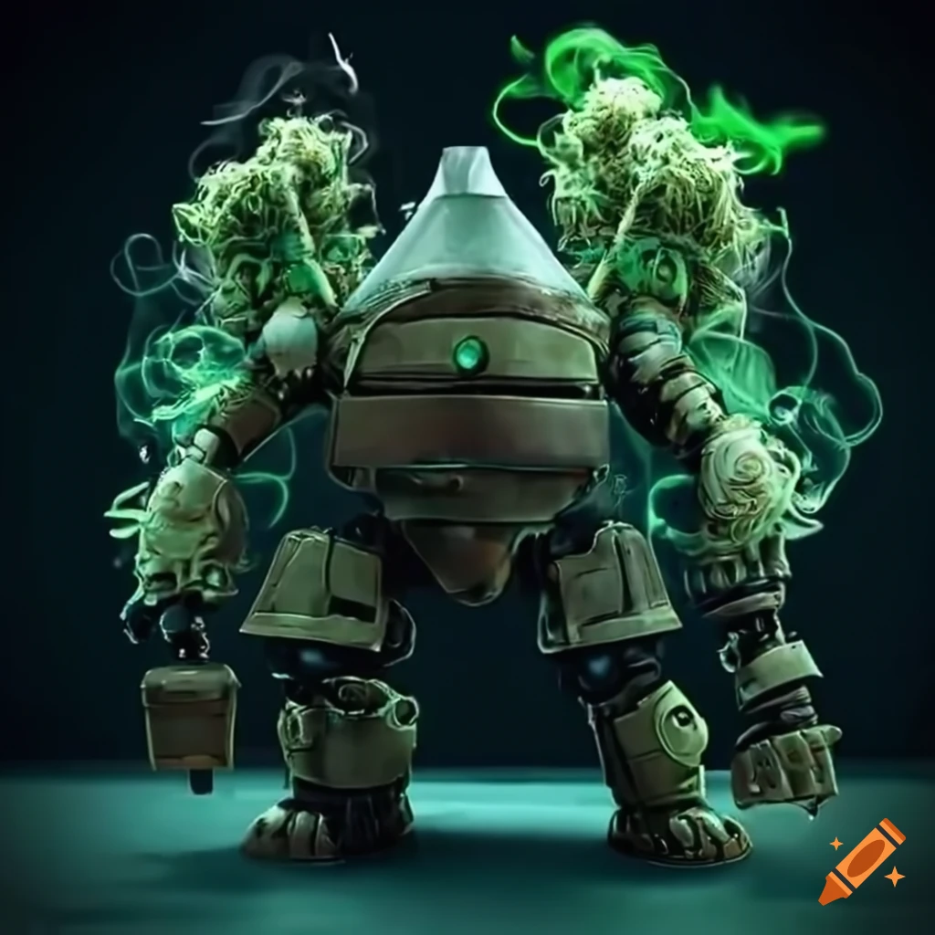 humorous illustration of a robot smoking