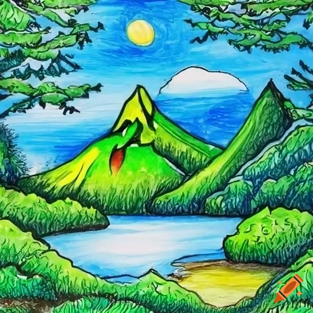 ArtStation - Mountain Landscape Drawing