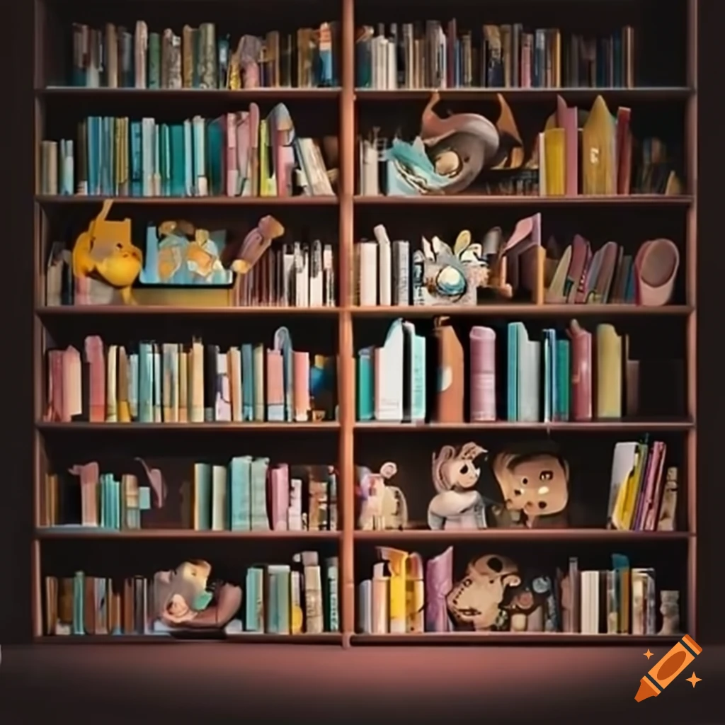 Digital bookshelf filled with children books