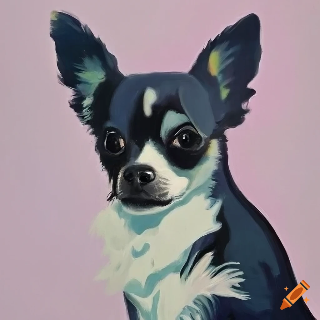 van Gough's black and white chihuahua painting
