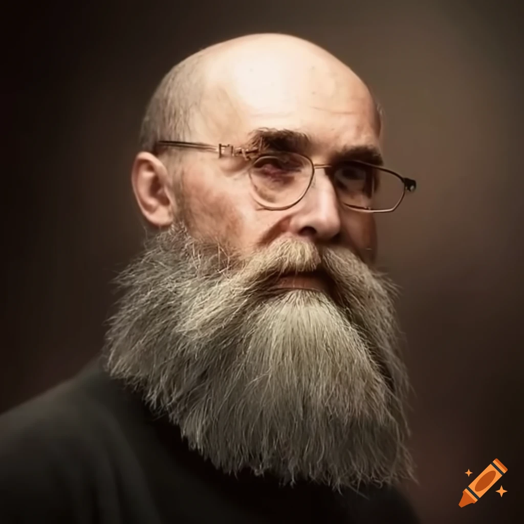 Portrait of a middle-aged history teacher with beard and glasses
