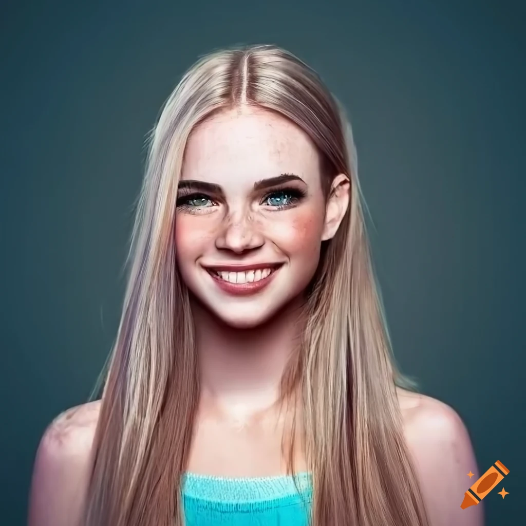 Portrait of a beautiful young woman with a smile on Craiyon