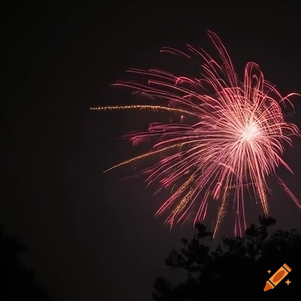 Photo of a firework bursting in the night sky on Craiyon