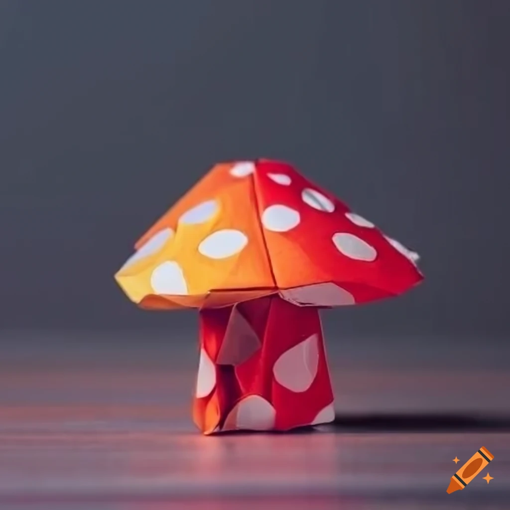 metallic background with colourful mushroom origami