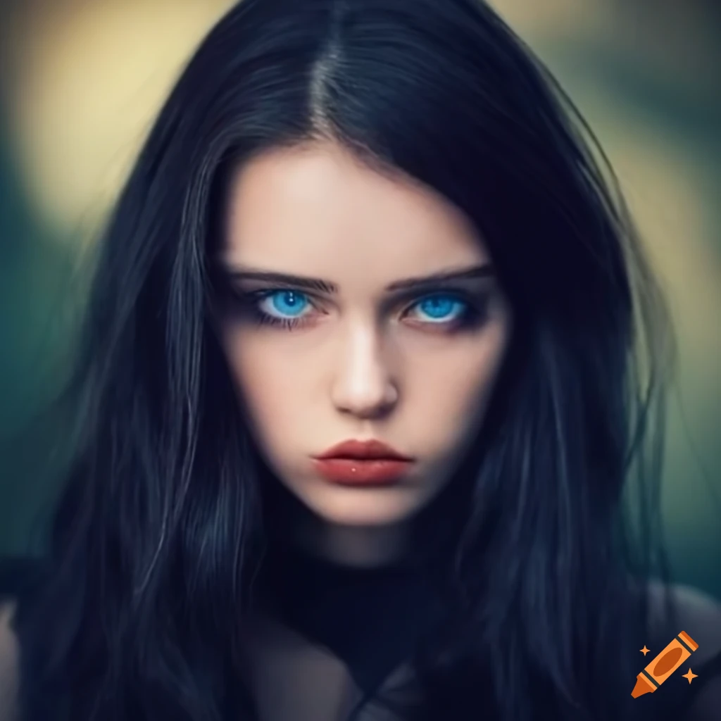 sticky-deer977: beautiful girl with beautiful blue eyes black hair wearing  brands and wearing eye lash