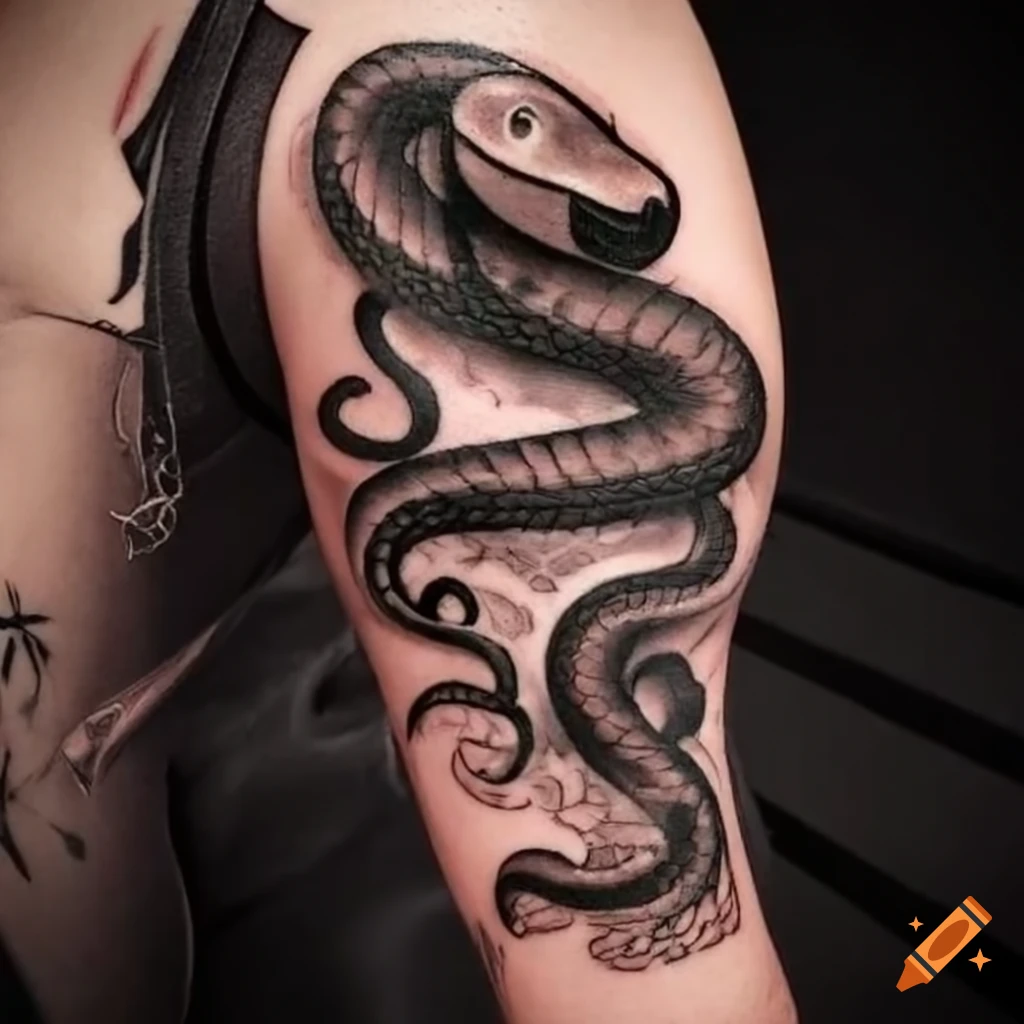 Large snake skeleton tattoo located on the upper arm | Hand tattoos, Snake  tattoo design, Skeleton tattoos
