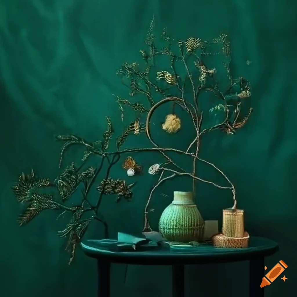 dark green fabric with embroidery saying "Poetry in the Living Room"