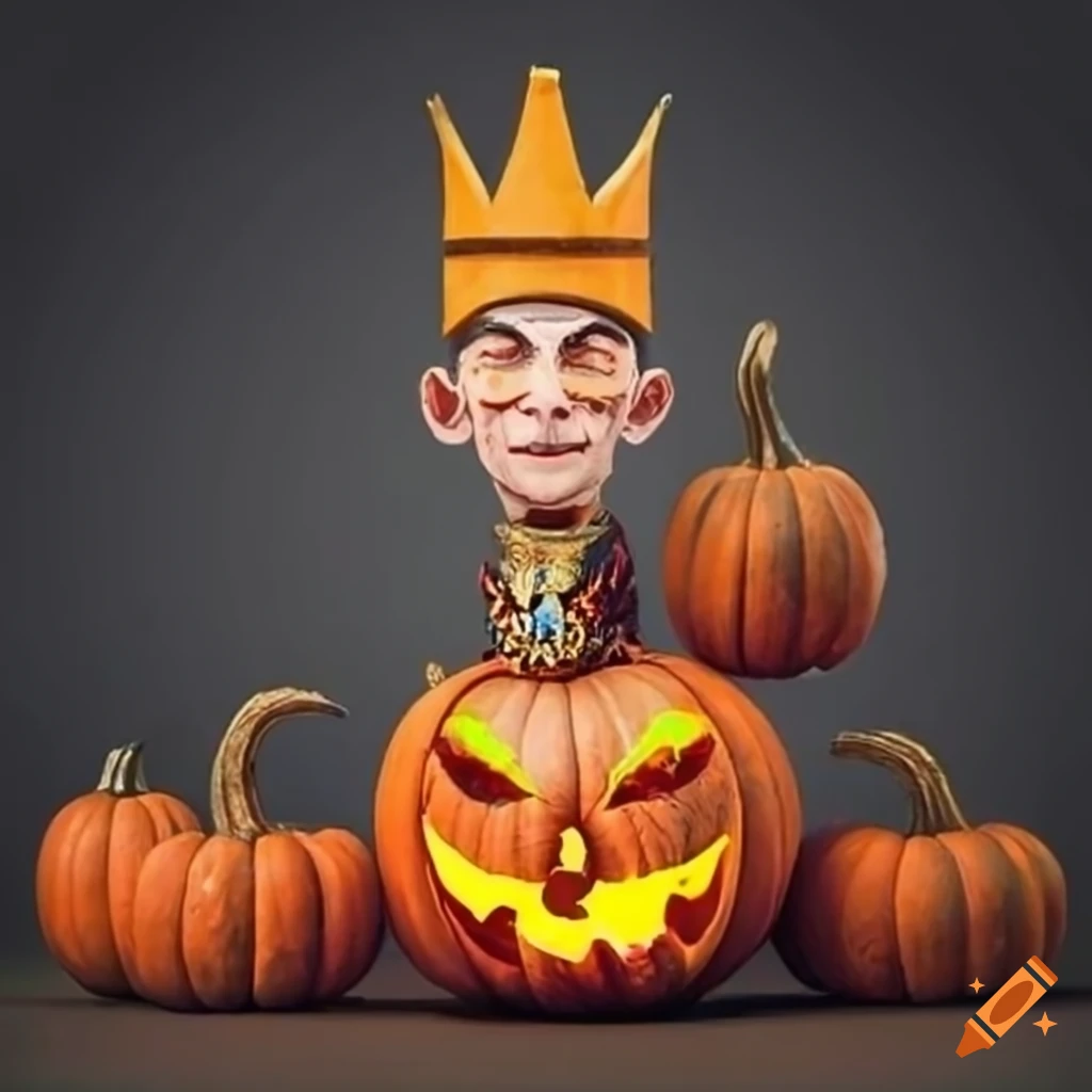 portrait of the pumpkin king with pumpkins and Groupon logo