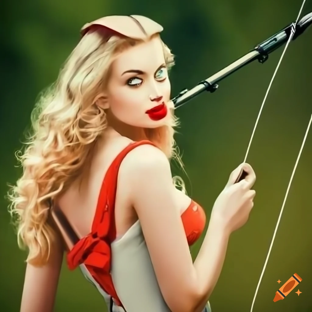 modern blonde pinup girl with fishing theme