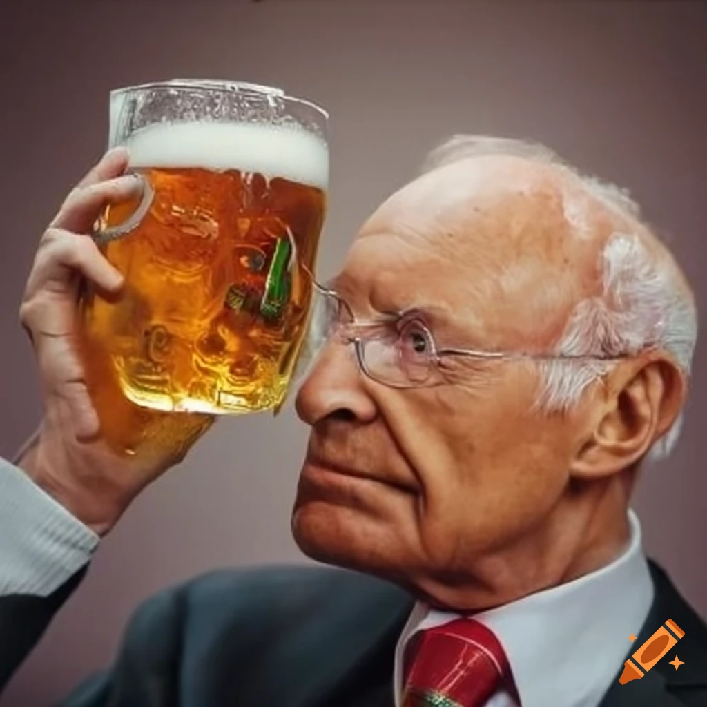 Edmund Stoiber enjoying a beer at Oktoberfest