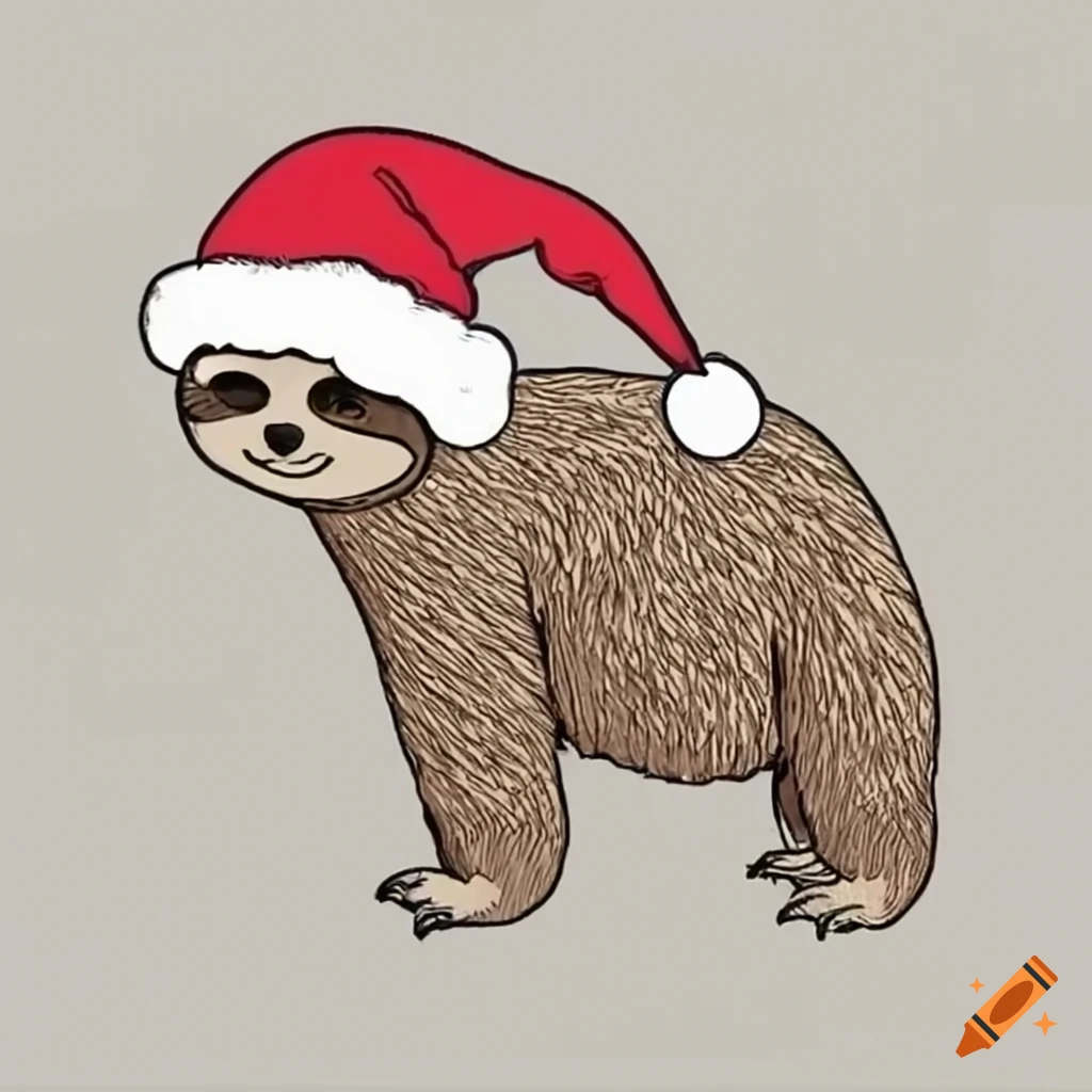sloth in a festive Christmas setting
