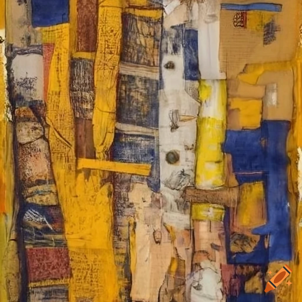 Mixed Media Artwork With Newspaper Oil Paint And Found Objects On Craiyon