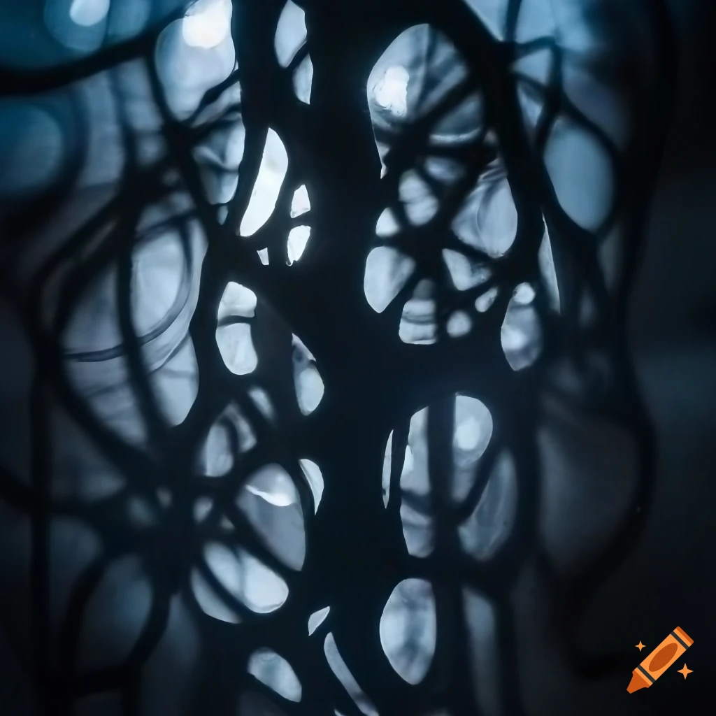 organic sculpture with crystalline protrusions and shadows